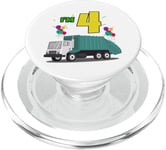 Garbage Truck Birthday Dinosaur Dustcar I Am Four 4 PopSockets PopGrip for MagSafe