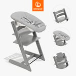 STOKKE® Tripp Trapp® barnstol bok Storm Grey inkl. Newborn Set™ Grey och Baby Set V2 Storm Grey