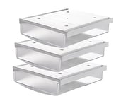 TUKA-i-AKUT 3X 3,5L Tiroirs Sous Bureau, 24x21x8cm Autocollant Boîte à Tiroirs Cachée Organisateur de Rangement pour Bureau/Meuble/Bibliothèque/Armoire de Cuisine, 3 Unités Givré Translucide TKD8606