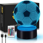 Football Veilleuse, Cadeau Foot Garcon Fille, 3d Illusion Optique Intelligent Led Football Lampe De Chevet Enfant 16 Couleurs Changeantes, Cadeau D'anniversaire Noël Pour Fan De Ballon De Foot