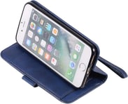 Lompakkokotelo Iphone Se(5g) 2022 Iphone 7 Iphone 8 Iphone Se 2020, 5 Card Slots Käsilaukku Nahkainen läppäkotelo rannehihnalla Tpu Kickstand Cover-sininen