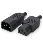 IEC 320 C14 Male et C13 Femelle Robuste Adaptateur en Ligne Rechargeable connecteur de Prise de Courant AC 250 V/10A (1 Paire)