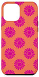 iPhone 15 Pro Max Pink and Orange Daisy Pattern Cute Aesthetic Retro 70s 80s Case