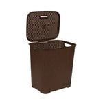 Drop All Small Plastic Laundry Basket Lid Brown Washing Clothes Storage Hamper