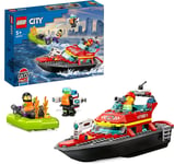 LEGO 60373 City Fire Rescue Boat Toy, Floats on Water, with Jetpack, Dinghy and