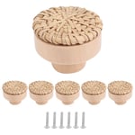 Boutons de Commode en Rotin Boho Boutons de Tiroir en Bois Ronds en Osier Tissé à la Main et Vis pour Boutons de Meubles Boho 6