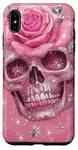 Coque pour iPhone XS Max Mignon rose rose et crâne avec étoiles crânes roses