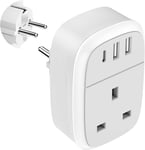 European Plug Adapter, UK to EU Euro Europe Schuko 32W USB C Fast Travel Charger