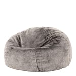 icon Kenai Faux Fur Bean Bag Chair, Arctic Wolf Grey, Luxury Fluffy Bean Bags Adult, Large Bean Bags with Filling Included, Living Room Bean Bags