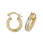 James Moore TH ER086 9k Yellow Gold Cubic Zirconia Set Hoop Jewellery