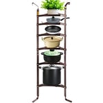 VEVOR Porte-Casseroles à 6 Niveaux 155,5 x 50 cm Étagère à Casseroles Charge 60 kg Étagère de Rangement pour Poêles en Acier au Carbone Support Autoportant Organisateur Rangement Pot Cuisine Bronze