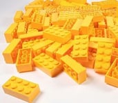 LEGO BRICKS 50 x BRIGHT LIGHT ORANGE 2x4 Pin - New - Sent in a Clear Sealed Bag