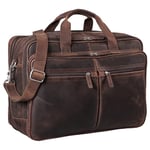 STILORD 'Gigantus' XXL Briefcase Leather Laptop Bag 17.3 inch to 19 inch Geuine Cowhide Leather, Colour:Zamora - Brown