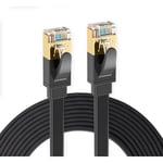 2m CAT7 Cable Reseau Ethernet RJ45, Cat 7 stp 100% Cuivre, Cable Plat, 32 awg, Noir (2M) - Elfcam