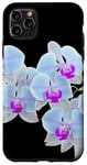 Coque pour iPhone 11 Pro Max Magnifique orchidée Phalaenopsis bleu clair Formes noires Mania