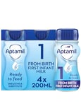 Aptamil 1 First Infant Baby Milk Ready to Use Liquid Formula, from Birth, 4x200ml