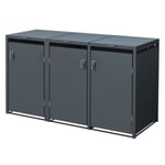 Abri pour trois poubelles en acier 240L box avec couvercle rabattable