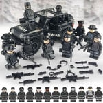 Jeu De Construction Militaire Figurines Jeep Swat Suv Noir Petites Particules Jouets Assembl¿¿S