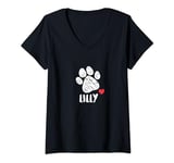 Womens Lilly My Dog Lilly I love My Dog Lilly Puppy Love Dog Lover V-Neck T-Shirt