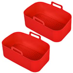 Basket for EMtronics EMDAF9LD 9L Dual Air Fryer Drawer Liner Silicone Pot Red x2