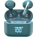 TOZO T21 Wireless Earbuds, Bluetooth 5.3 Earphones, Semi In Ear Buds, Dual Mic Call Noise Cancelling Wireless Earphones, Bluetooth Earbuds with Wireless Charging Case, IPX8 Waterproof, 44H Playtime