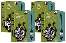 Clipper Organic Decaf Green Tea Bags | Box of 40 Decaffeinated Green Tea Bags | for Home & Office | Pure, Eco-Conscious, Fair Trade Tea | Natural, Unbleached, Plant-Based & Biodegradable (Pack of 4)