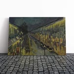 Big Box Art Canvas Print Wall Art Camille Pissaro Paris, The Boulevard Montmartre at Night | Mounted Stretched Framed Picture | Home Decor for Kitchen, Living Room, Bedroom, Multi-Colour, 24x16 Inch