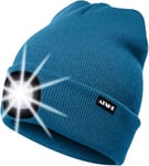 ATNKE LED Bonnet Lampe Frontale,USB Rechargeable Chapeau de Course Ultra Lumineux 4 LED Étanche Lumière Hiver Chaud Phare Cadeaux pour Hommes et Femmes/Peacock Blue