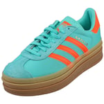 adidas Gazelle Bold Womens Fashion Trainers in Green Orange - 4 UK