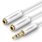 Ljudkabel AUX Audio Splitter med 3.5 mm hane, 2x 3.5 mm hona - 20 cm Vit