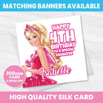 PERSONALISED BARBIE BIRTHDAY CARD ANY NAME AGE RELATION OCCASION