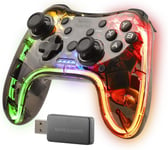 Mgp-24, Manette De Jeu Sans Fil 2.4gpro, Neon Rgb, Dual Haptic Vibration, Joysticks Analogiques, Contôleur Pour Pc, Ps3, Ps4, Xbox360, Raspberry Pi, Mac, Android