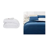 Abeil Couette Chaude Acaristop – Anti-Acariens et Bactériens 240 x 260 cm - Blanc & Amazon Basics Parure de lit avec Housse de Couette Haut de Gamme avec Deux taies d'oreiller, 260 x 240, Bleu Marine