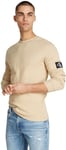 Calvin Klein Jeans T-Shirt Manches Longues Homme Badge Waffle Basique, Beige (Pale Khaki), 3XL