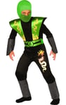 Kids Age 4 - 9 Year Green Ninja Costume Warrior Samurai Books & Film Fancy Dress