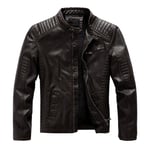 WYYSYNXB Automne Et Hiver Hommes Col Montant PU Veste De Cuir Fermeture Éclair Plus Cachemire Épaissir Garder Au Chaud Moto Décontractée Veste De Cuir Manteau M-5XL Code,Marron,XL