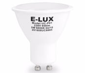 Pack of 4 E-LUX 5W SMD LED GU10 Light Bulbs Thermal Plastic 6000K Cool White