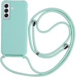 Collier Pour Samsung Galaxy A14 5g Coque Silicone Liquide Bumper Housse Galaxy A14 5g Lanière Avec Cordon Réglable Longueur Chaîne Lanyard Case Housse Étui Pour Samsung A14 5g, Vert