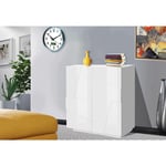 Buffet moderne avec 2 portes, Made in Italy, Buffet de cuisine, Buffet design de salon, 81x44h86 cm, couleur blanc brillant, avec emballage renforcé