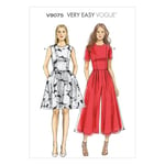 Vogue Patterns 9075 Petite Robe et Combinaison pour Femme, Tailles, Jersey, Denim, Lin, Multicolore, A5 (34-36-38-40-42)