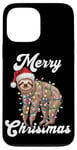 Coque pour iPhone 13 Pro Max Paresseux Père Noël Merry Christmas Eve Party Christmas Lights