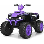 Goplus - Voiture Quad Buggy électrique Enfant 3-7 Ans 12V avec 2 Vitesses 2,8-5 km/h, avec Phare,Klaxon,MP3,USB,Démarrage Lent,Violet