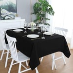 LivinEase Nappe rectangulaire 140 x 200 cm - Noir Nappe en mélange de Coton 250 g/m² adaptée pour Une Table de 4 à 6 Personnes - Nappe en Lin idéale pour la Table de Noël