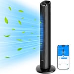 GoveeLife 36'' Smart Tower Fan for Bedroom, 27dB Silent Floor Fan with App & Voice Remote, 75° Oscillating, 5 Modes 8 Speeds up to 6.3m/s, 24H Timer, Quiet Standing Bladeless Cooling Fans for Office