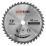 Saxton TCT Lame de scie à onglet circulaire pour bois 255 mm x 40 dents x 25,4 mm alésage pour scie Evolution Rage.[G45]