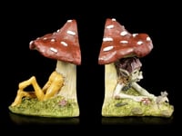 Pixie Figurine Dans Champignon Comme Support Livre Set - anthony fisher Elfe