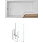 Pack baignoire bain douche 150 x 80 Jacob Delafon Neo version gauche + pare bain chromé