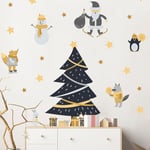 Ambiance Sticker Christmas Merry Christmas Stickers Stickers Christmas Decoration Parties for Bedroom and Living Room Scandinavian Under The Stars – H105 x W70 cm