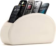 Range Télécommandes À 5 Compartiments - Dvd, Blu-Ray, Tv, Chaîne Hi-Fi, Roku Ou Apple Tv - Cuir Avec Doublure Suédée - Faible Encombrement Pour Séjour Ou Chambre (Blanc)[Pho062524]