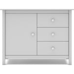 Commode 1 porte 3 tiroirs en pin massif blanc 90 cm - Melvin